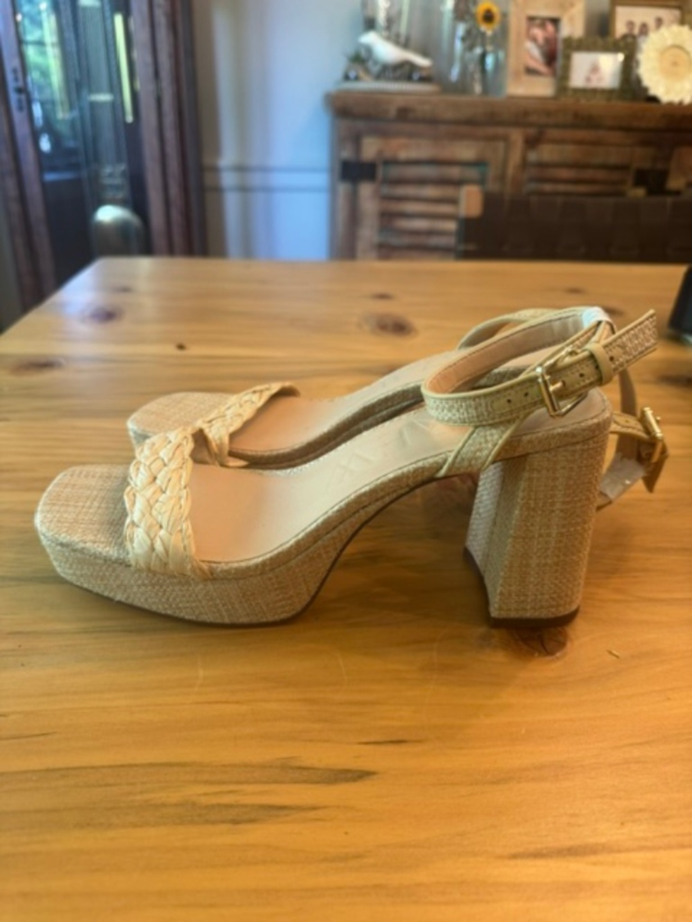 J.Crew Raffia Platform Block Heel Sandals Size 10